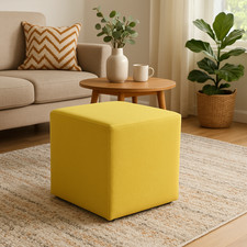 Cotton Linen Square Pouf