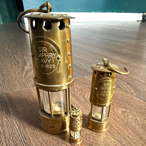 Brass safety lamp set trio - brass, –