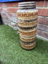 WEST GERMAN VINTAGE SCHEURICH KERAMIK ORANGE FAT LAVA POTTERY FLOOR VASE c1960's