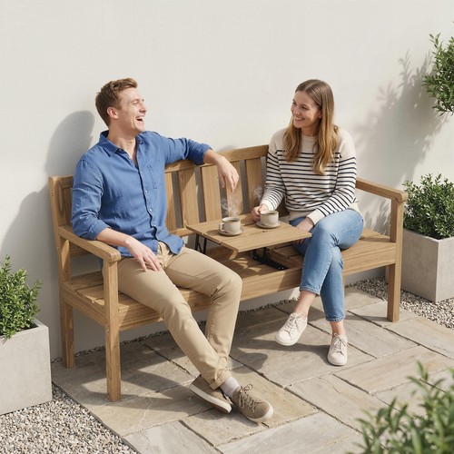 Wooden garden bench with - wooden,