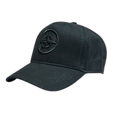 Stone Island Black Logo Cap – Adjustable 100% Cotton Hat Unisex-Streetwear