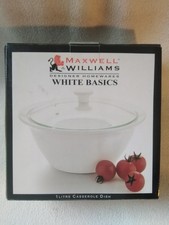 Maxwell & Williams 1 Litre Casserole Dish Glass lid White Basics