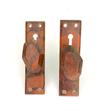 Pair of Vintage Brown Bakelite Handles & Keyhole Backplates