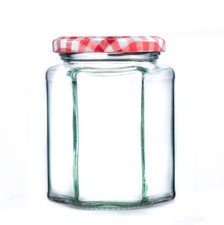 Hexagonal Glass Jam Jars and