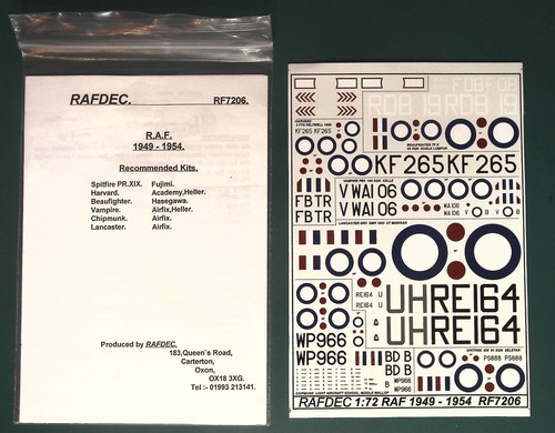 Rafdec decals rf7206 raf - decals, 1/72