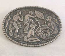 Candida South Africa Figural Large Sterling Oval Pin/Brooch 2" X 1 1/2"