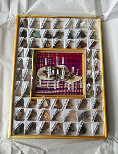 Framed labelled mineral