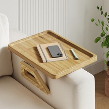 Clip-On Sofa Arm Bamboo Tray