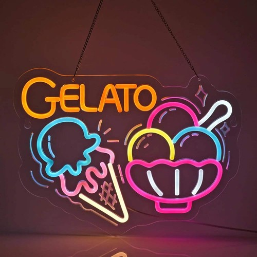 Gelato neon sign ice - gelato, cream