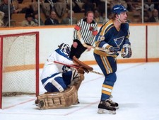 Blake Dunlop of the St. Louis Blues skates against Michel- Ice Hockey Old Photo