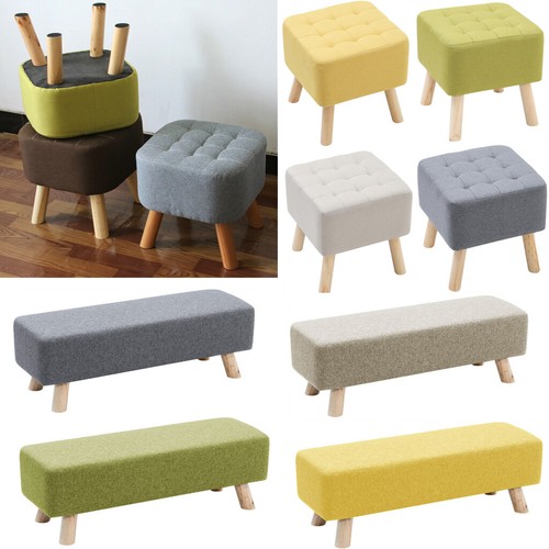 Linen ottoman footrest seat - ottoman,
