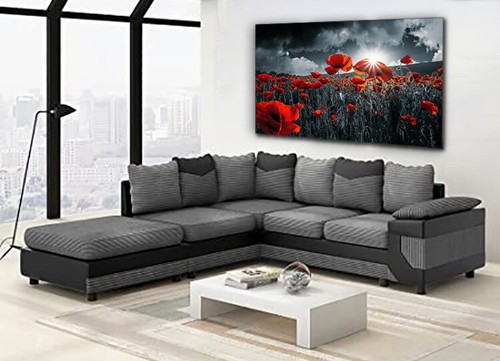 Poppy field red grey flowers - field,