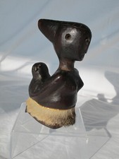 Charming Ethnic / Tribal Figure Carved Hard Wood / Wooden Group of Mother & Baby