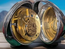 Super antique silver pair cased verge pocket watch.... works/needs attention.