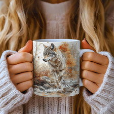 Wild wolf Mug Personalised ,christmas Gifts,stocking filler wolves,wildlife