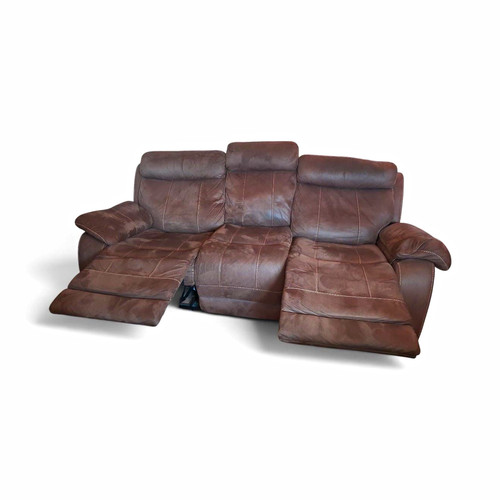 Brown leather seater - leather, 3-seater