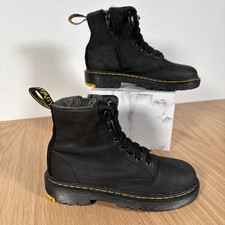 Dr Martens Junior 1460 J Black Kids Leather Boots Size UK 1 Zip