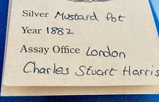 Charles Stuart Harris Silver Antique Mustard Pot with Liner