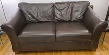 Marks & Spencer Abbey Chocolate Brown Real Leather Large Three Seater Sofa VGC 