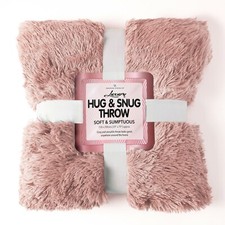 Luxury Hug & Snug Fluffy Fur Throw Blanket Sofa Bed Warm Matching Cushion Cover