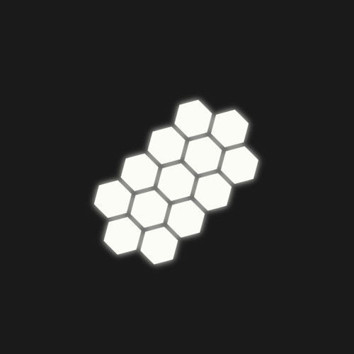 Reflective coloured hexagons - coloured,