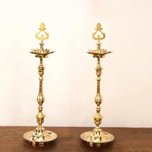 Brass oil lamp set kuthu - of,