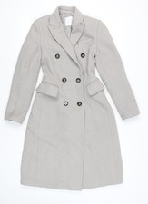 MNG Women’s Grey Long Overcoat XS Wool Blend Formal Jacket