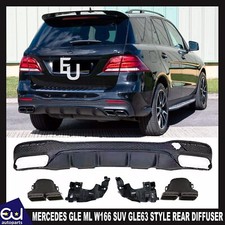 FOR MERCEDES GLE ML W166 SUV GLE63 STYLE REAR DIFFUSER VALANCE & BLACK TAILPIPES
