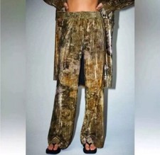 Zara Size XS Multi Tie Dye Velvet Pants Trousers Wide Leg 2435/004