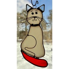 Hand Crafted Hanging White Cat