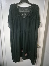 Size S Marks &Spencer Black Cotton Drawstring Waist Kaftan Style Beach Pull Over