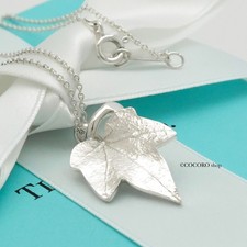 Authentic Tiffany & Co. Maple Leaf Necklace Pendant 16.5" Silver 925 w/Pouch