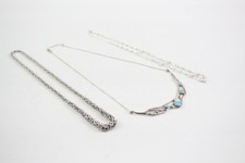 Sterling Silver Necklaces inc. Opal Cultured Pearl Graduated Chain Link x 3