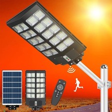 4000W Commercial LED Solar Street Light Motion Sensor Dusk-to-Dawn Road Lamp