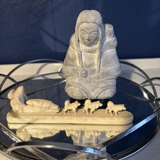 Vintage Canadian Duo Eskimo Sculptures From Boma and Abbott Canada