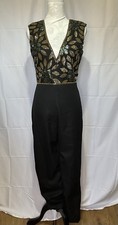Virgo Lounge Black Sequinned Jumpsuit Size 10 New with Out Tags Christmas Party