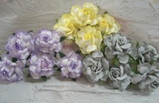 5x  Mulberry paper Roses Flowers 5cm large varied colours card 34 Colours