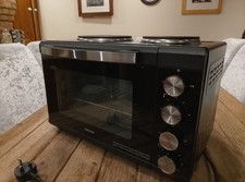Daewoo SDA1609 32L Black Tabletop Oven with hotplates good condition 