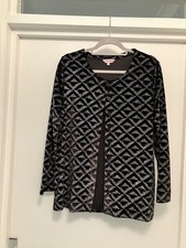 Michele Hope Black & Silver Evening Button Down Jacket/Cardigan Size 14/16 New