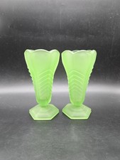 Pair Of Art Deco Frosted Green