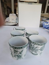 5 x Spode Mugs Archive Collection Floral Green English Porcelain