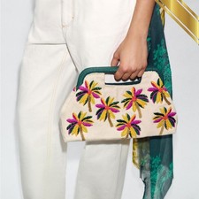 Zara Beaded Print Pouch Bag