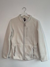 Joules Hadleigh White Cream Lined Fleece Full Zip Cardigan Size 10 Pockets