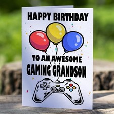 Gaming Grandson Birthday Card