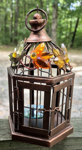Metal bird cage candle holder - metal,