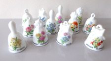 12 Collectible small bone china bells with flowers for the months of the year