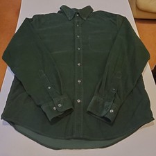 Land's End Corduroy Shirt Green Long Sleeve Traditional Fit Men Medium Great