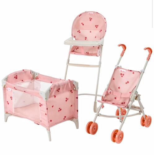 Pink floral doll nursery set - pink, 3