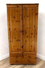 WARDROBE Classic Pine Double Door Shelf Hanging Rail 3 Drawers FREE DELIVERY