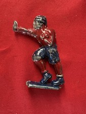 Vintage Lead Metal Football Player Figurine Figure Wearing Leather Helmet